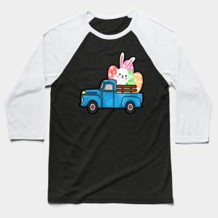 Easter Rabbit Eggs Blue Truck Baseball T-Shirt